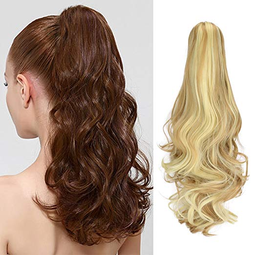 20〞Claw Ponytail Clip in Hair Extensions Hairpiece Synthetic Light Curly Soft Silky Nature Looking Heat-Resisting Different Colors for Women Fashion and Beauty-27H613# 20〞Claw Ponytail Clip in Hair Extensions Hairpiece Synthetic Light Curly Soft Silky Nature Looking Heat-Resisting Different Colors for Women Fashion and Beauty-27H613#